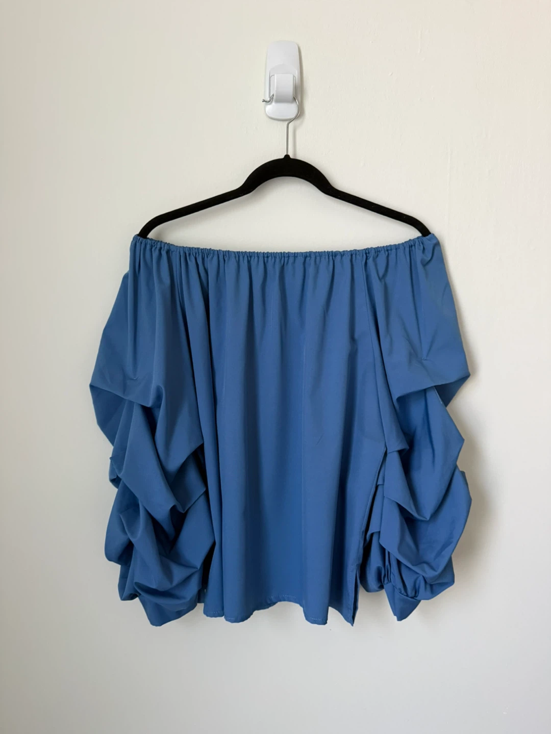 Off-the-shoulder unique blue top