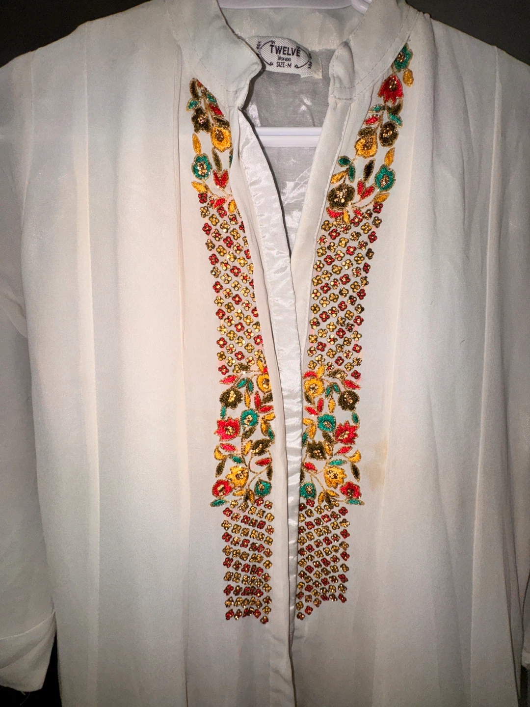 TWELVE Cream Embroidered Flowy Maxi Dress - M - photo 3