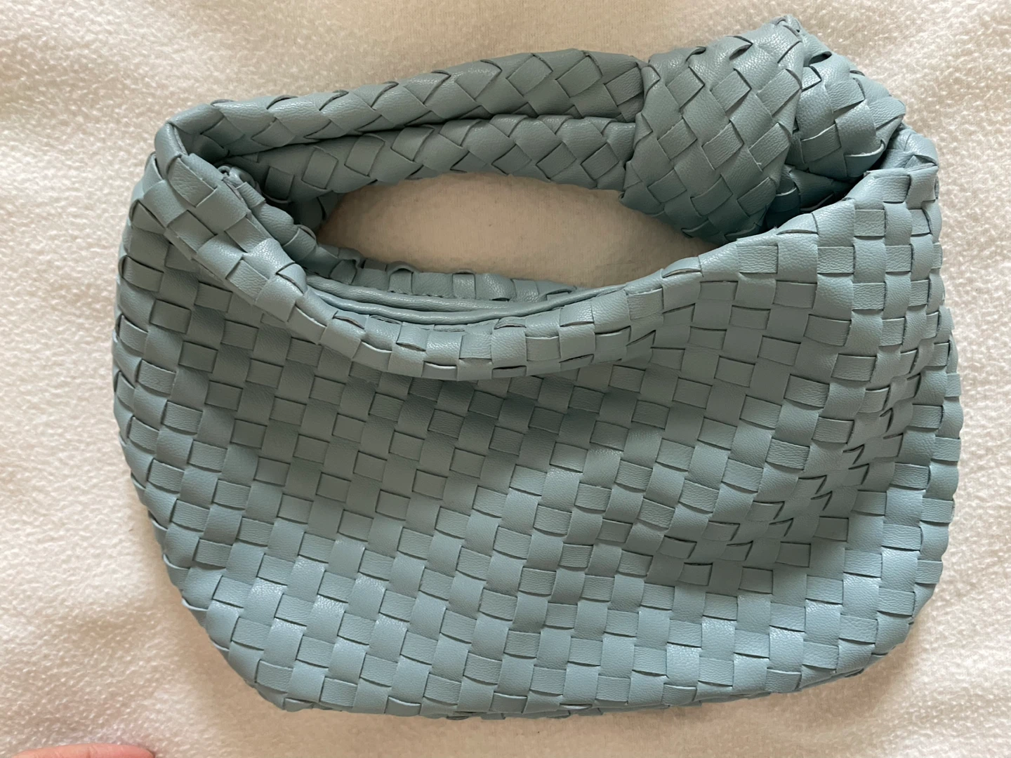 Light Blue Woven Leather Handbag - photo 3