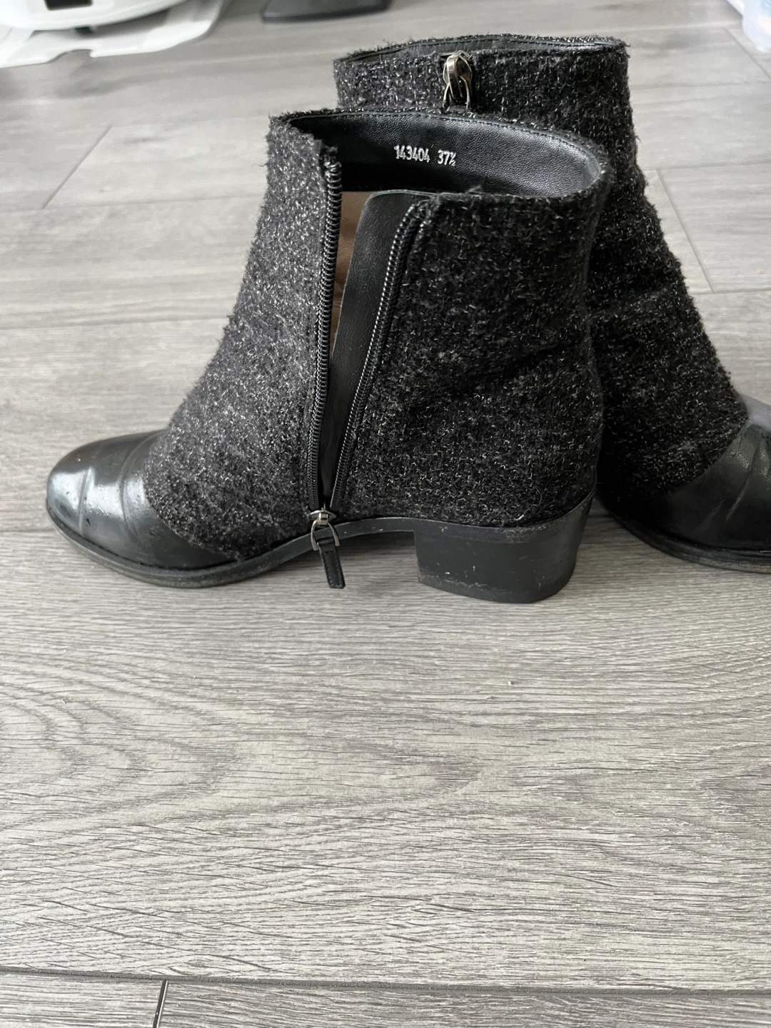 ASHALICE Black Tweed & Leather Ankle Boots - Size 37 - photo 3