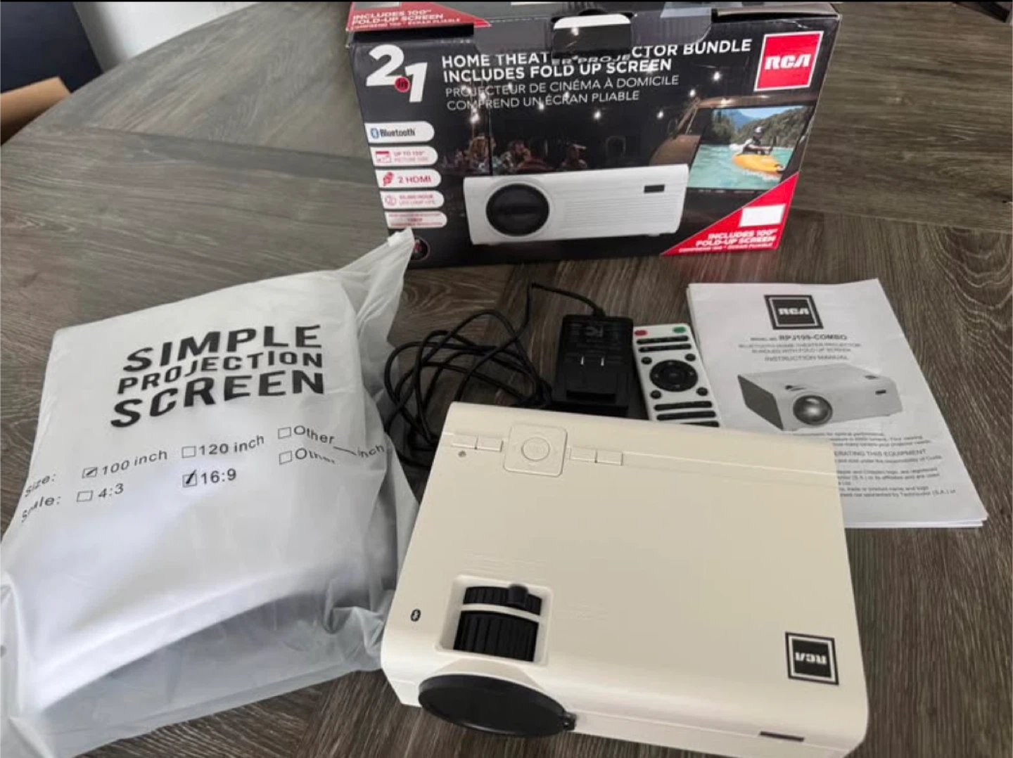 RCA Home Theater Projector Bundle + 100” Screen (Brand New) - photo 3