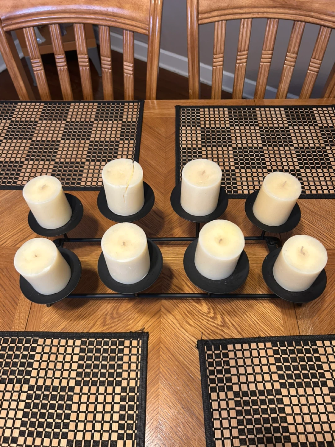 Set of 8 Pillar Candles with Black Metal Candelabra - photo 2