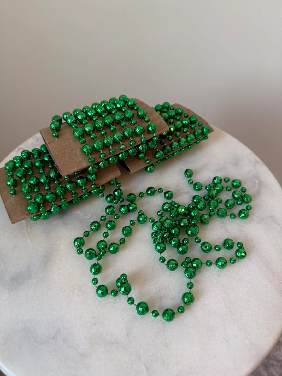 Green disco ball garlands x4