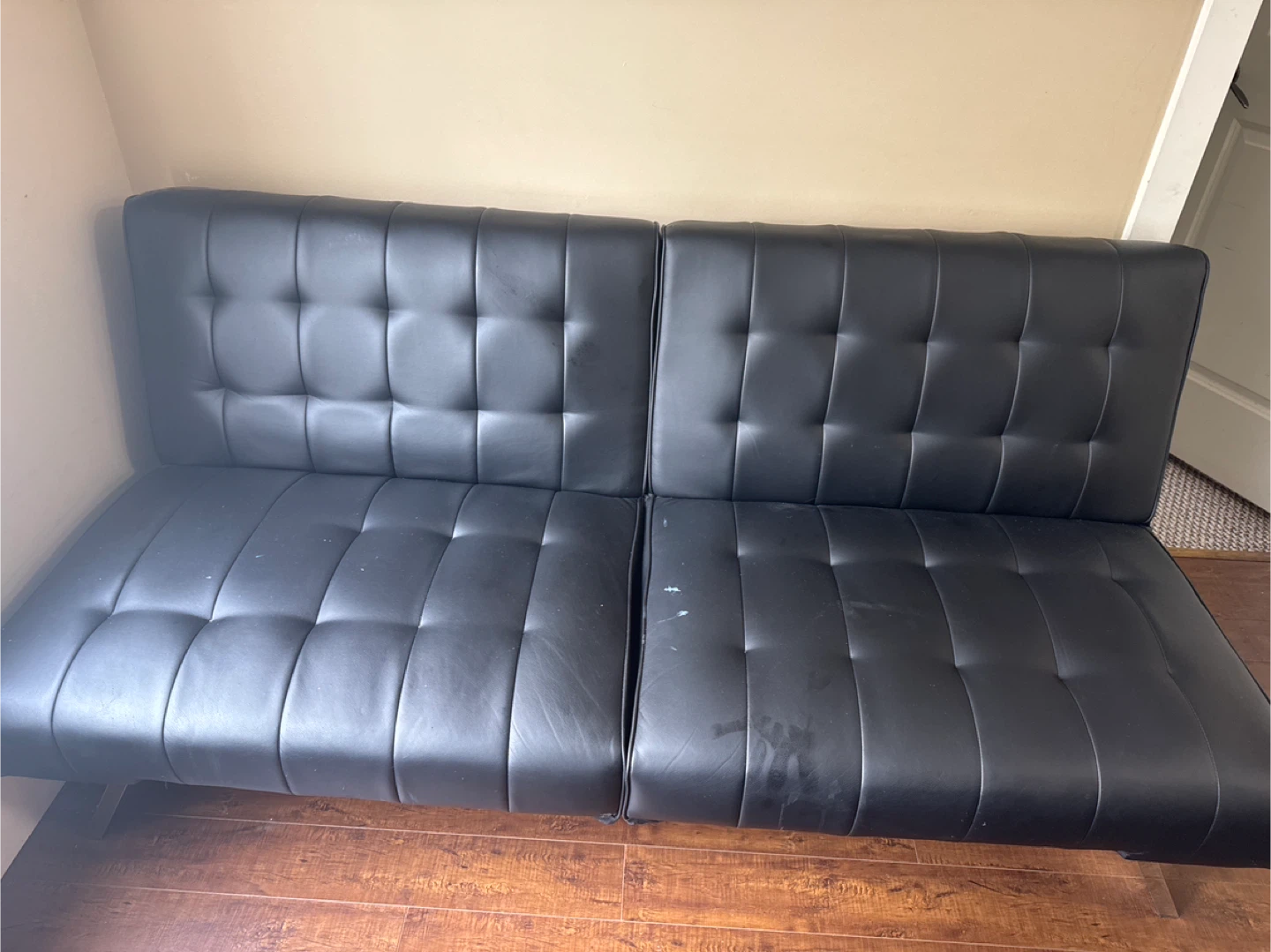 Black Faux Leather Loveseat Sofa Bed