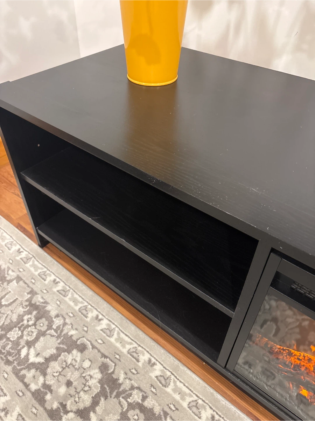 Black Entertainment Unit with Electric Fireplace - photo 3