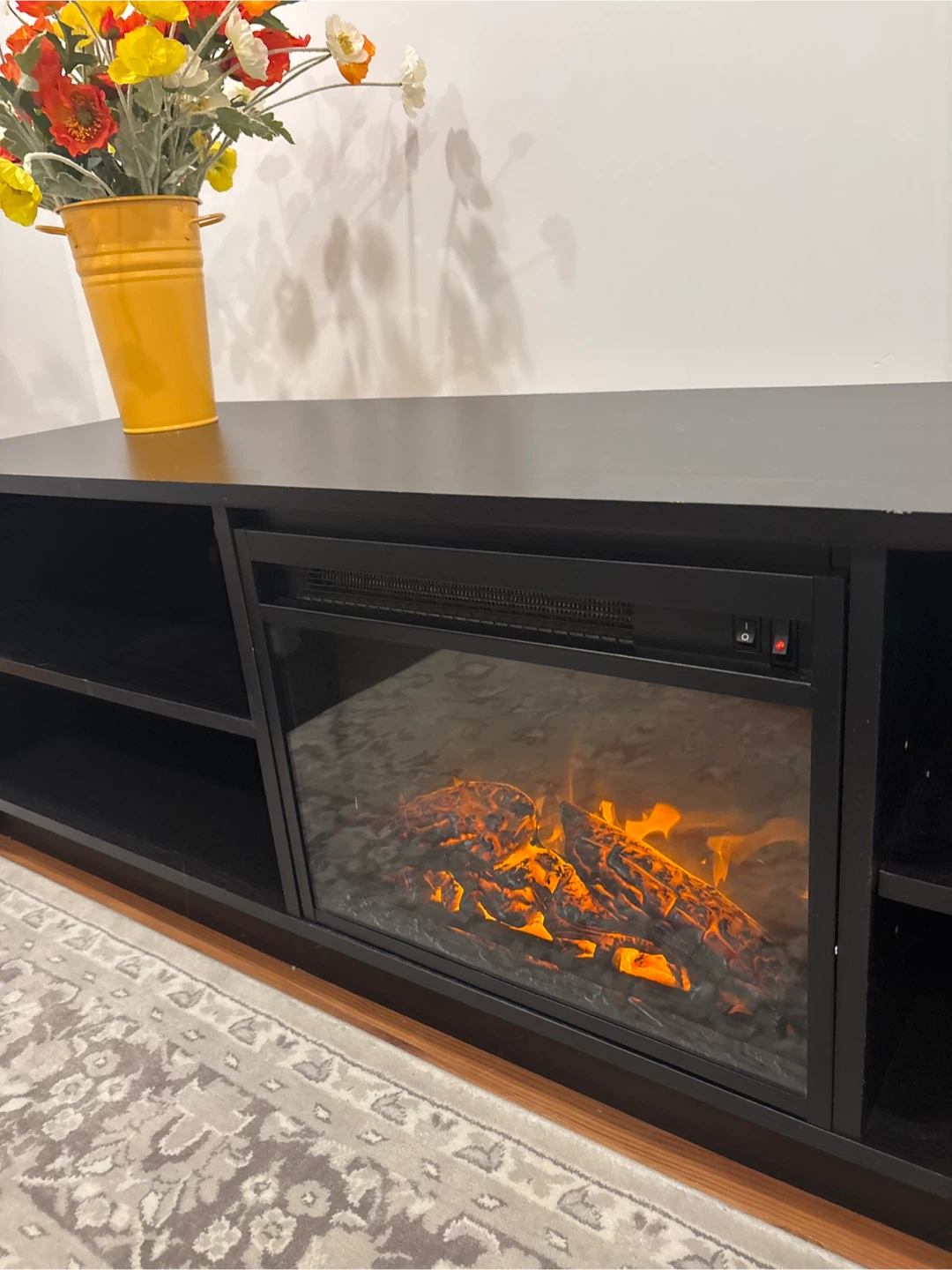 Black Entertainment Unit with Electric Fireplace - photo 2