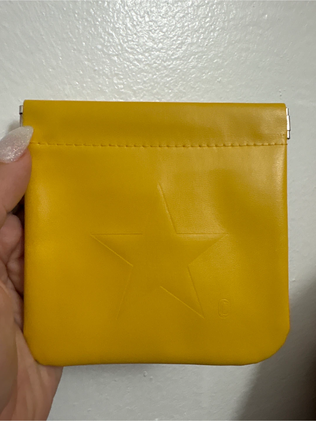 New Yellow faux leather Pouch with Star Design