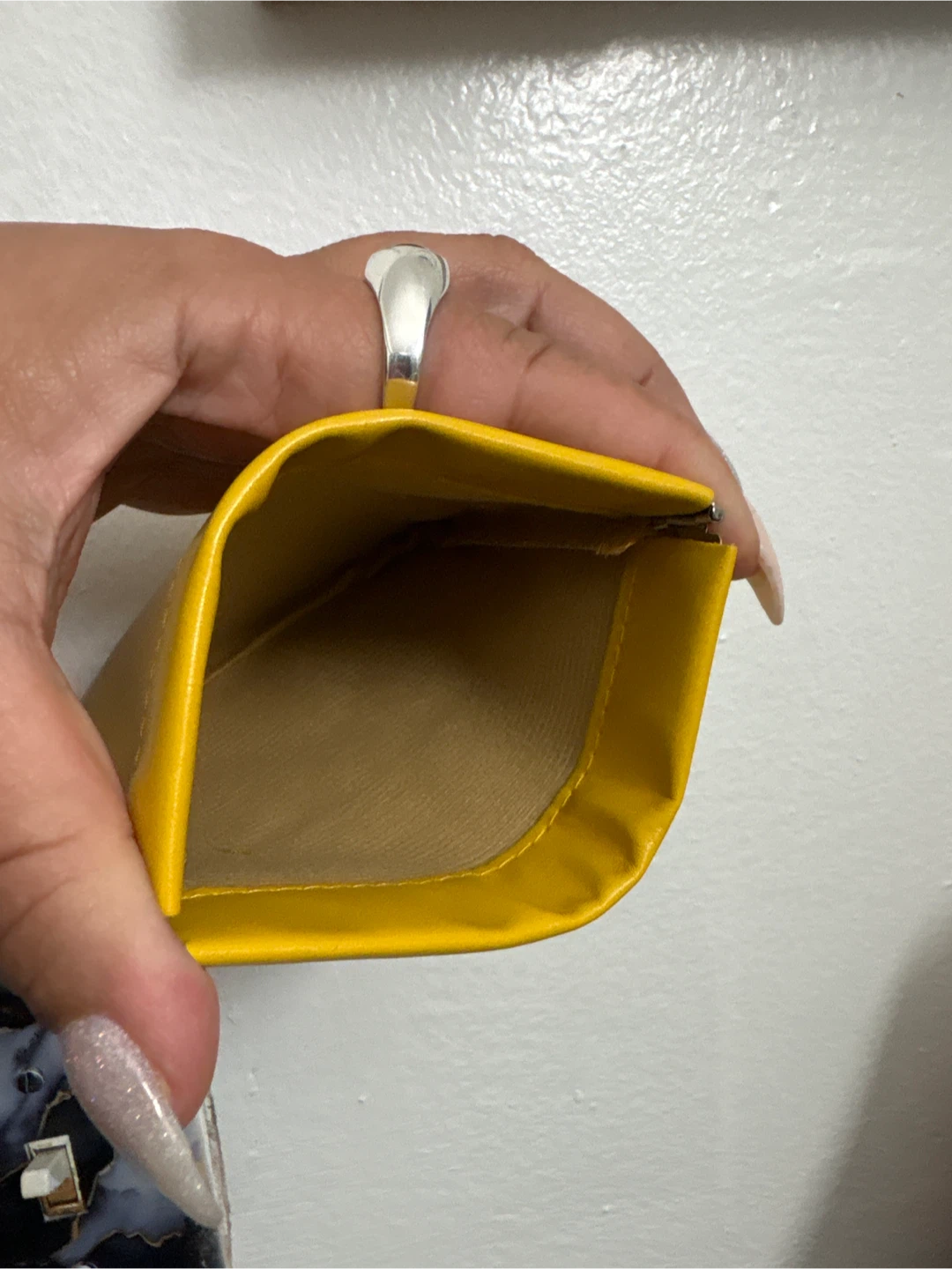 New Yellow faux leather Pouch with Star Design - photo 2