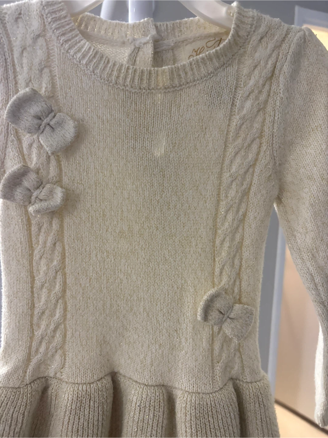 Robe pull à volants et nœuds couleur crème - photo 2