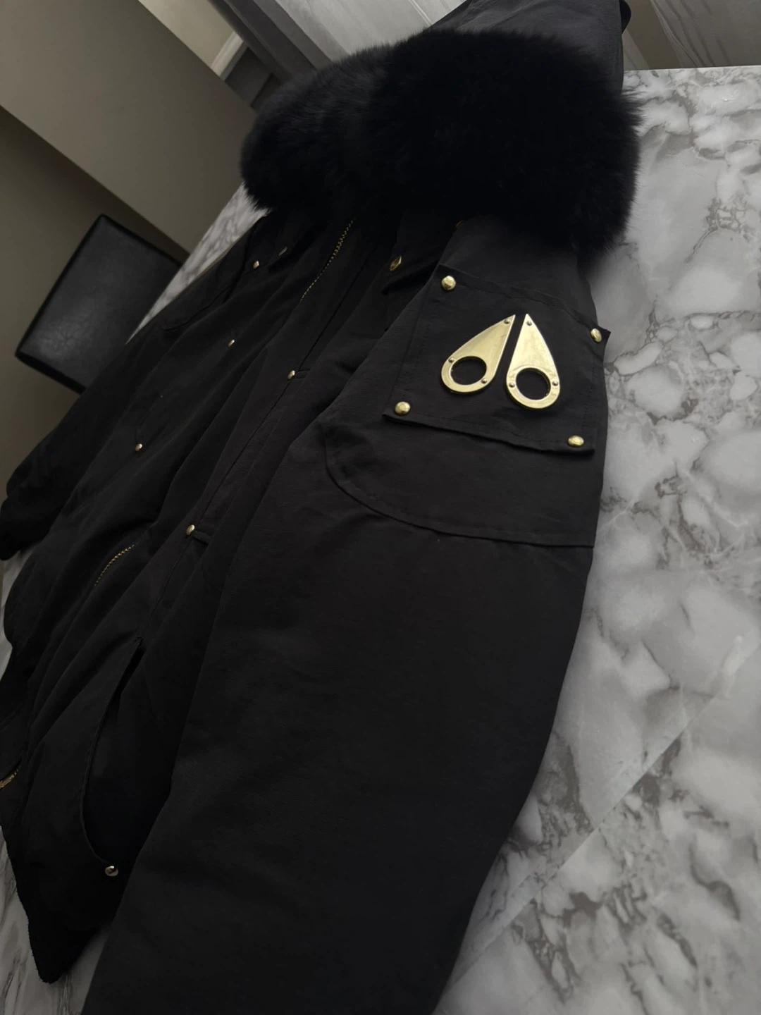 Moose Knuckles Black Parka Jacket