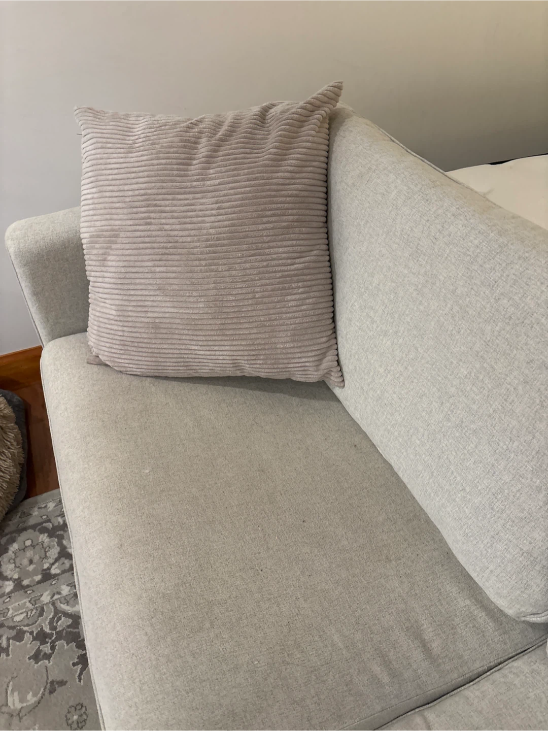 Light Grey Fabric Loveseat Sofa with Accent Pillows - photo 3