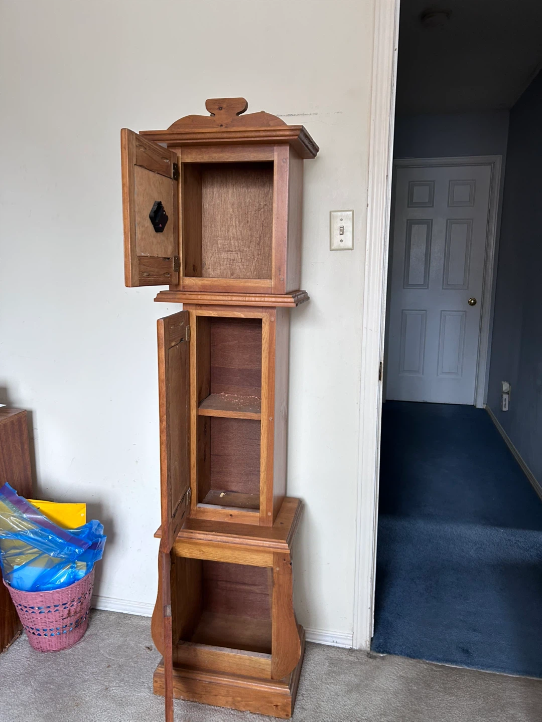 Wooden Grandfather Clock with Floral Detail - photo 3