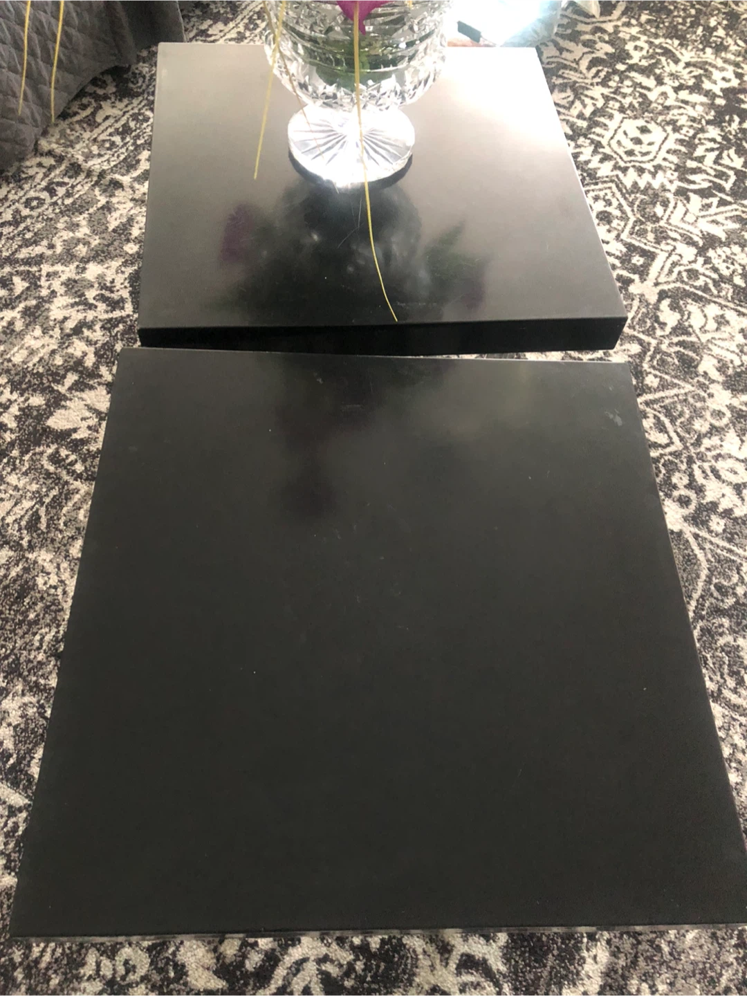 Set of 2 Black Side Tables with Chrome Legs - photo 4