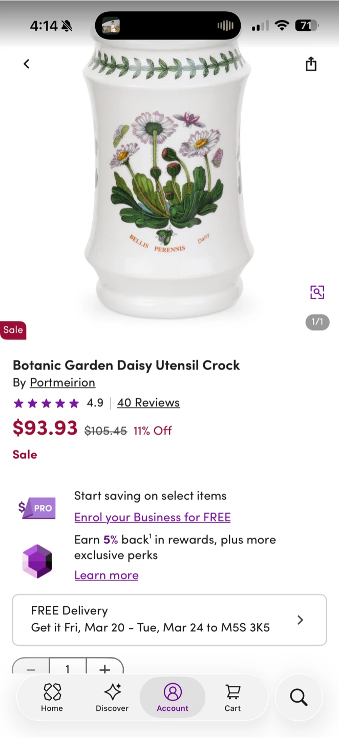Portmeirion Botanic Garden Daisy Utensil Crock
