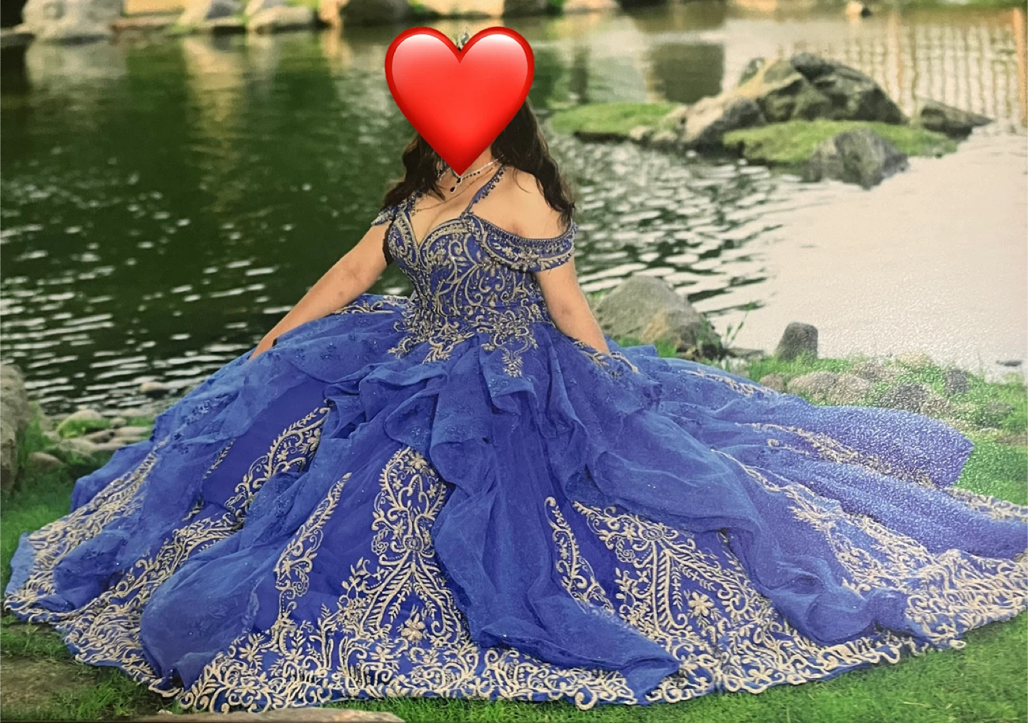 Royal Blue Quinceañera Dress with Gold Embroidery