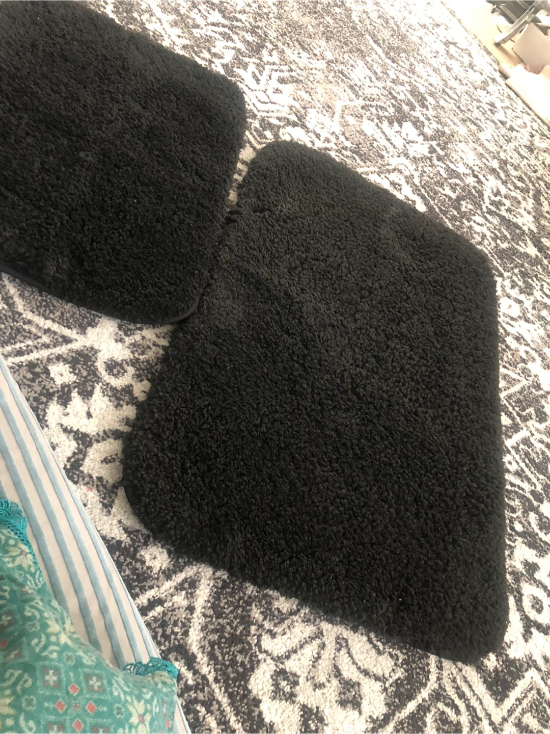Black Shag Bath Mat 2 pieces