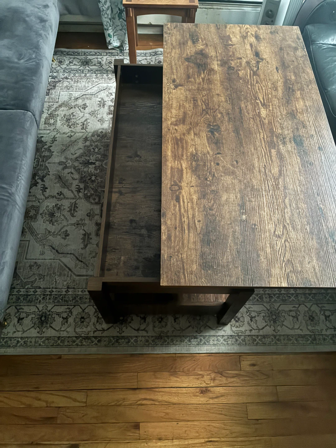 Rustic Wood Coffee Table with Drawers - photo 3