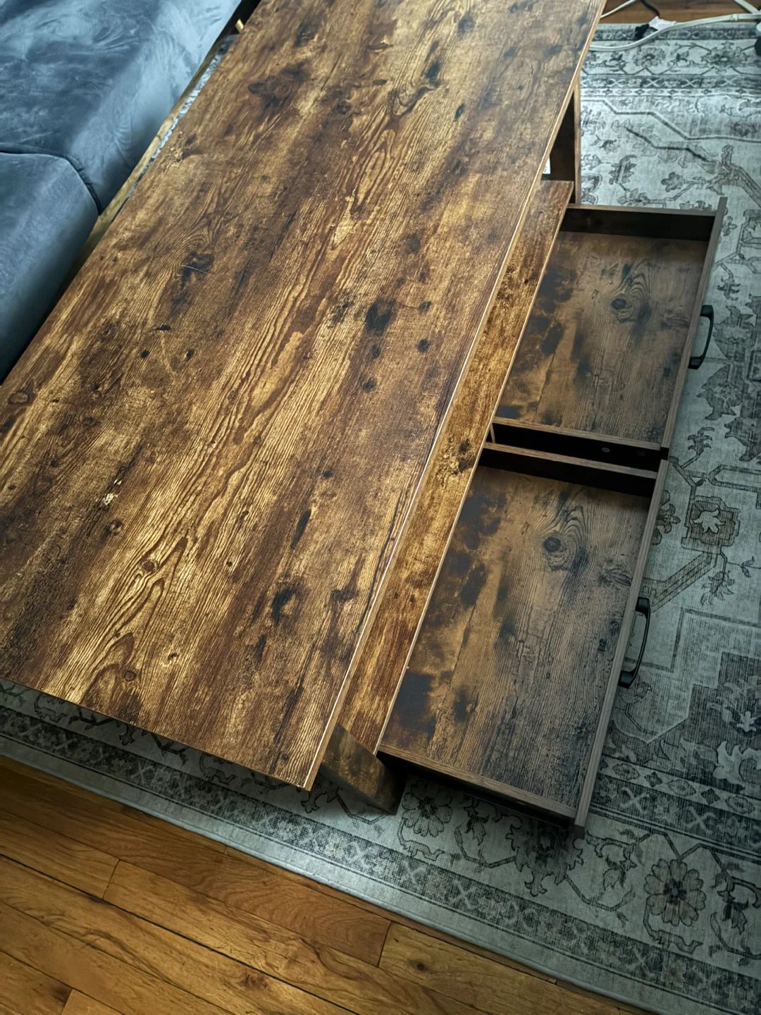 Rustic Wood Coffee Table with Drawers - photo 4