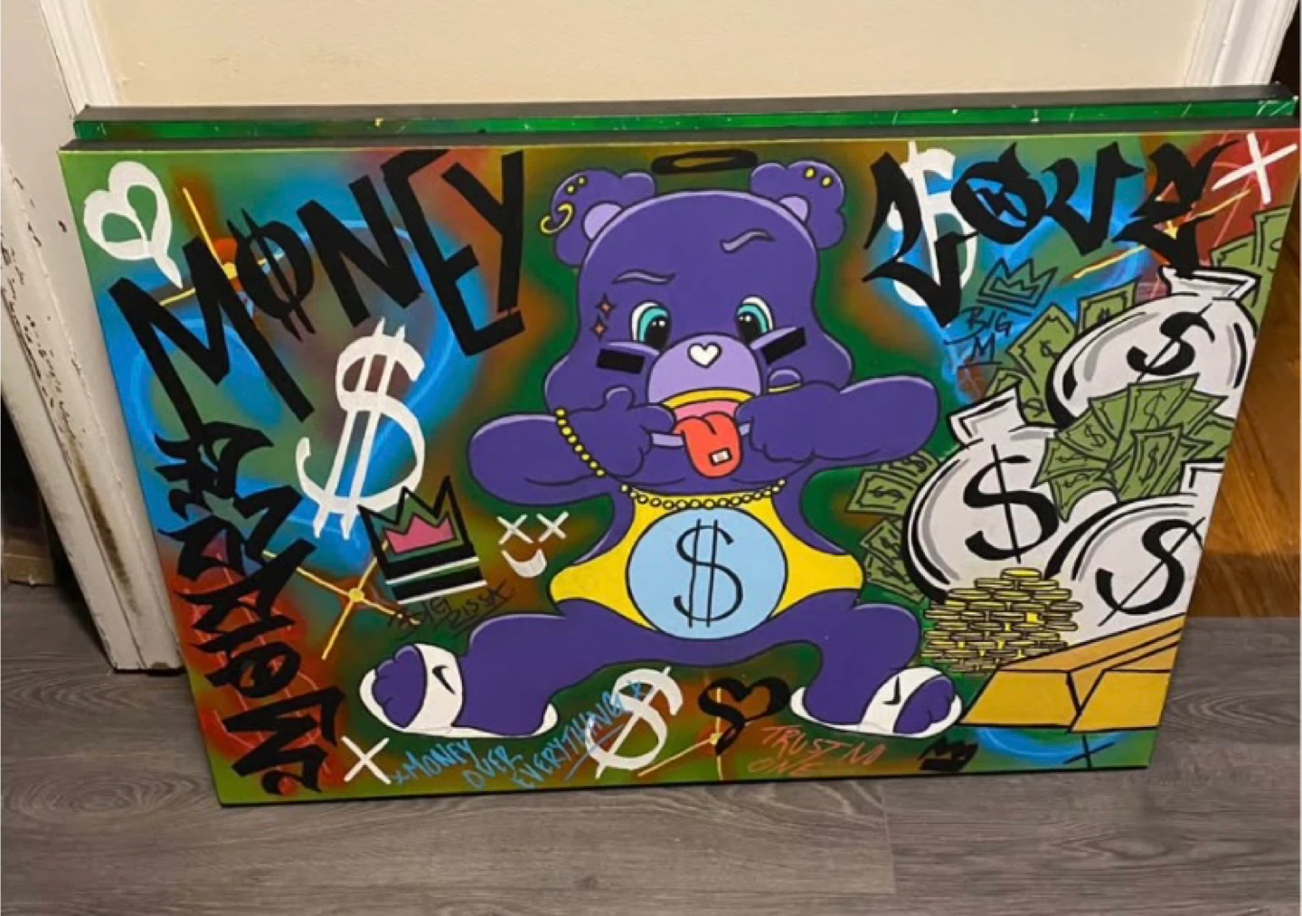 Custom Art Piece - Purple Bear Money Theme