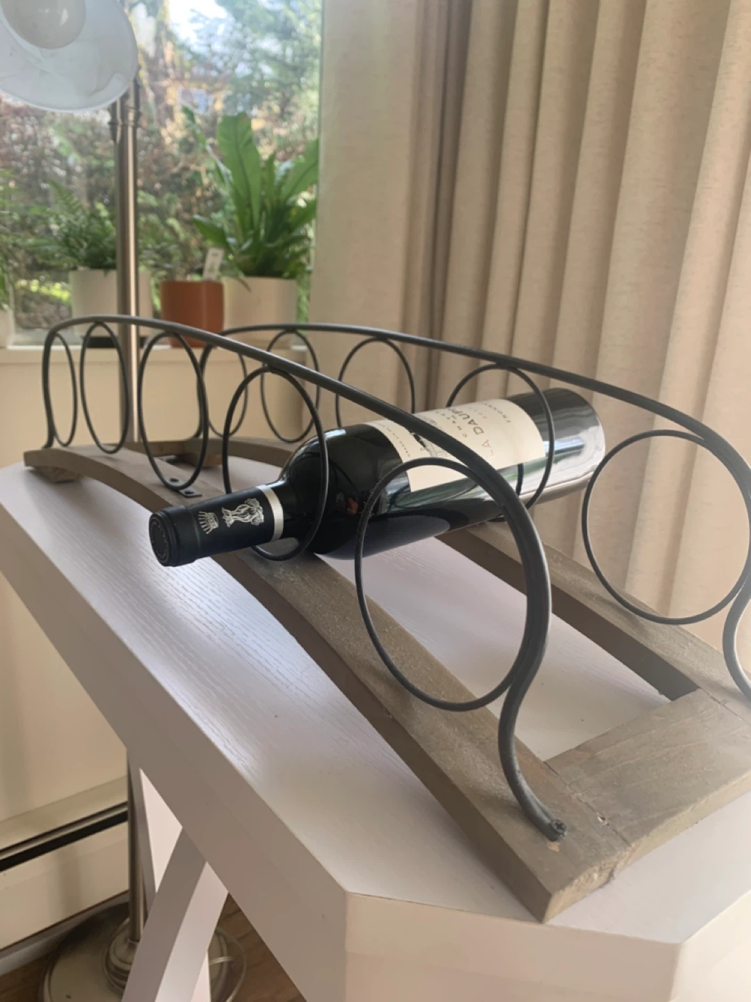Metal and Wood Wine Rack