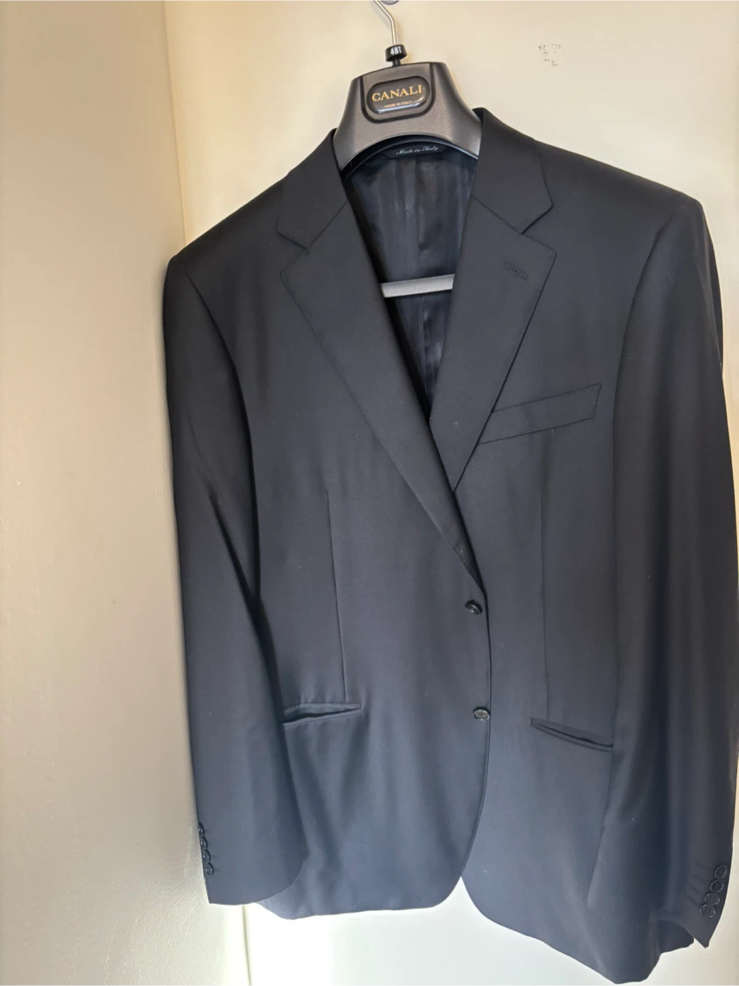 Canali Black 100% Wool Suit Jacket - Size L