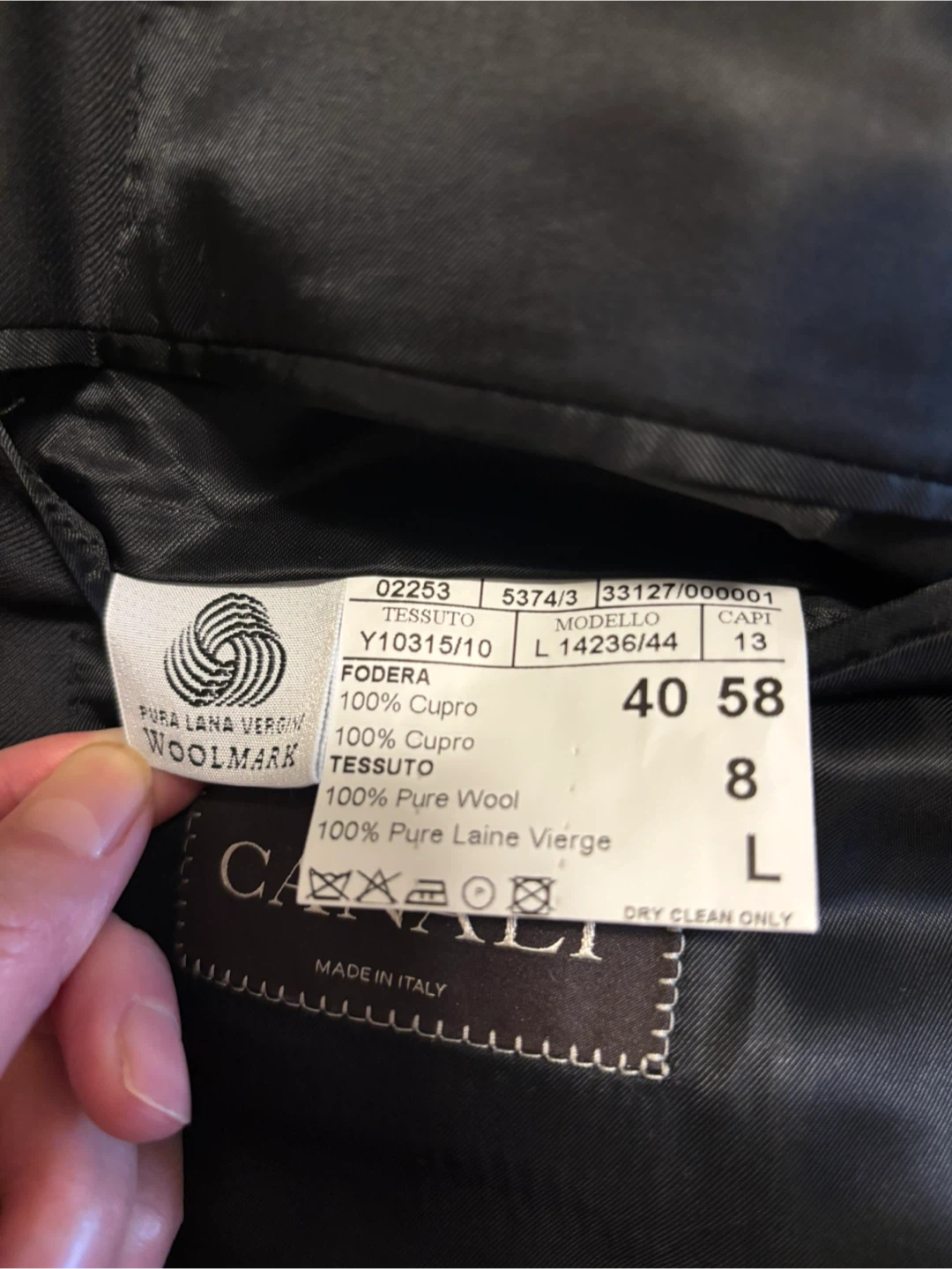 Canali Black 100% Wool Suit Jacket - Size L - photo 5