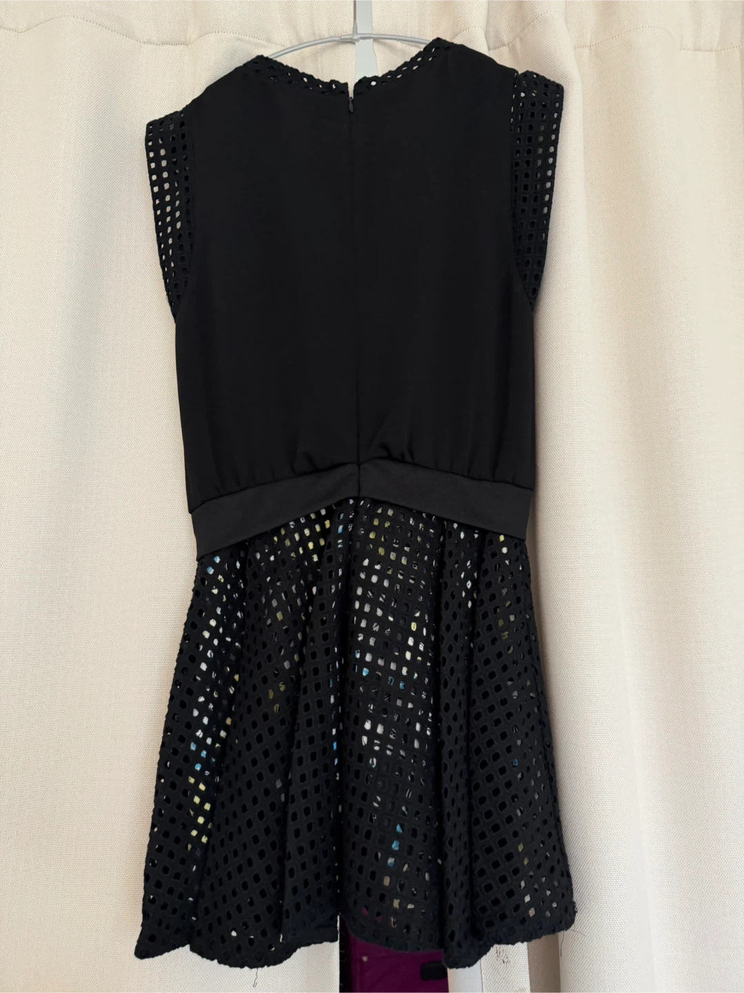 Black Mesh Overlay Dress with Colorful Print Lining - photo 5