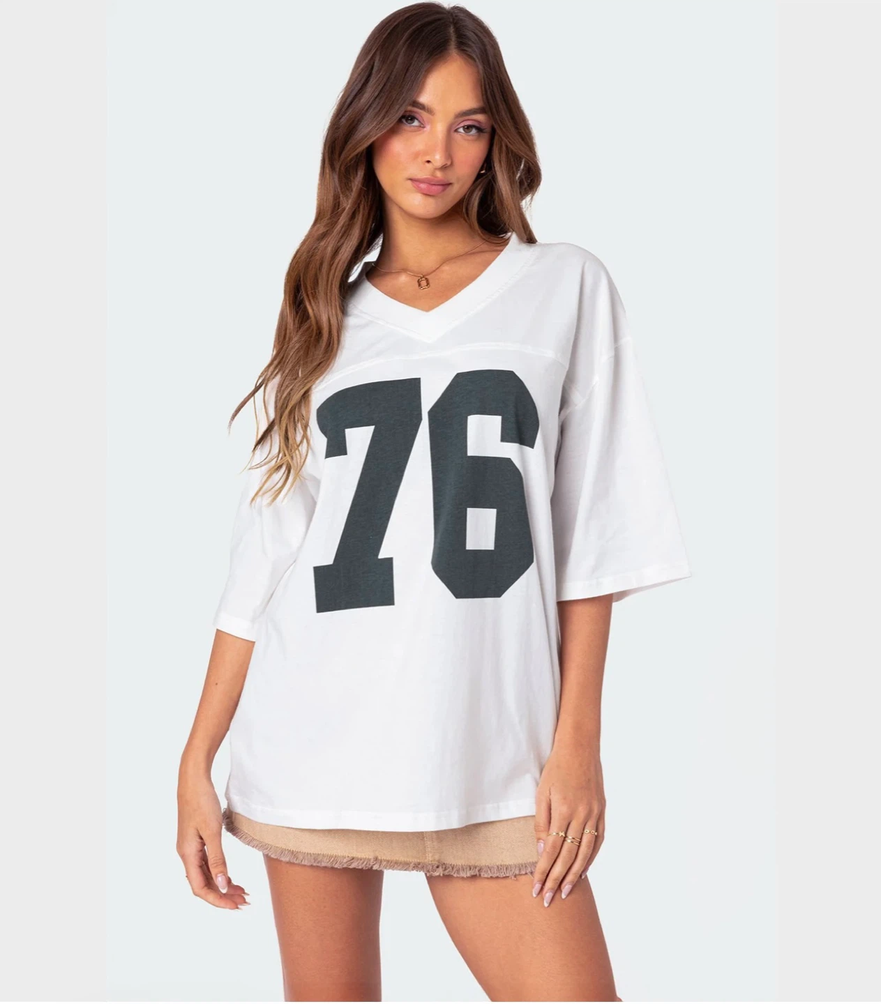 Edikted Oversized White ‘76’ T-shirt - M