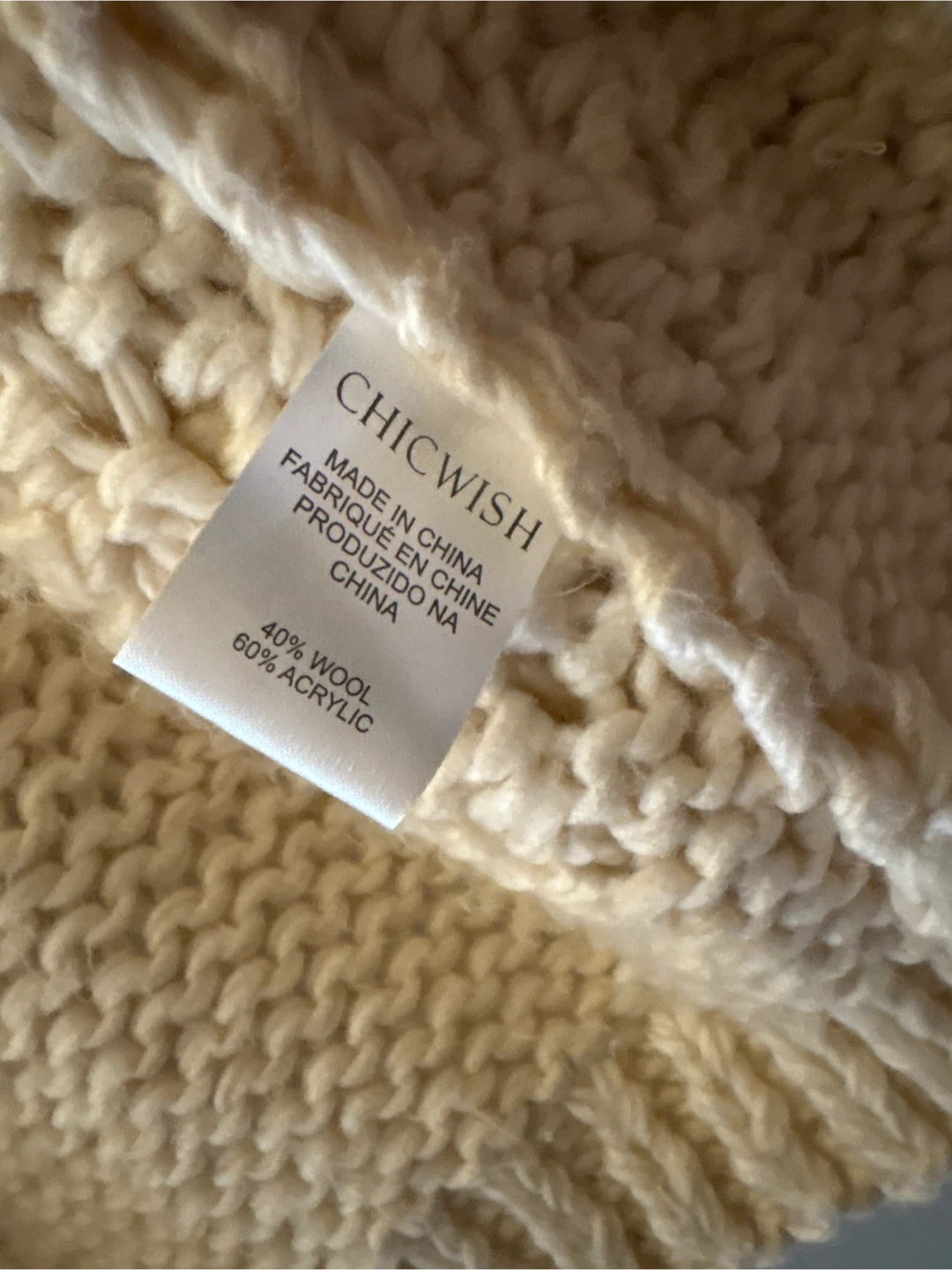 Chicwish Cream Cable Knit Bobble Cardigan - photo 4