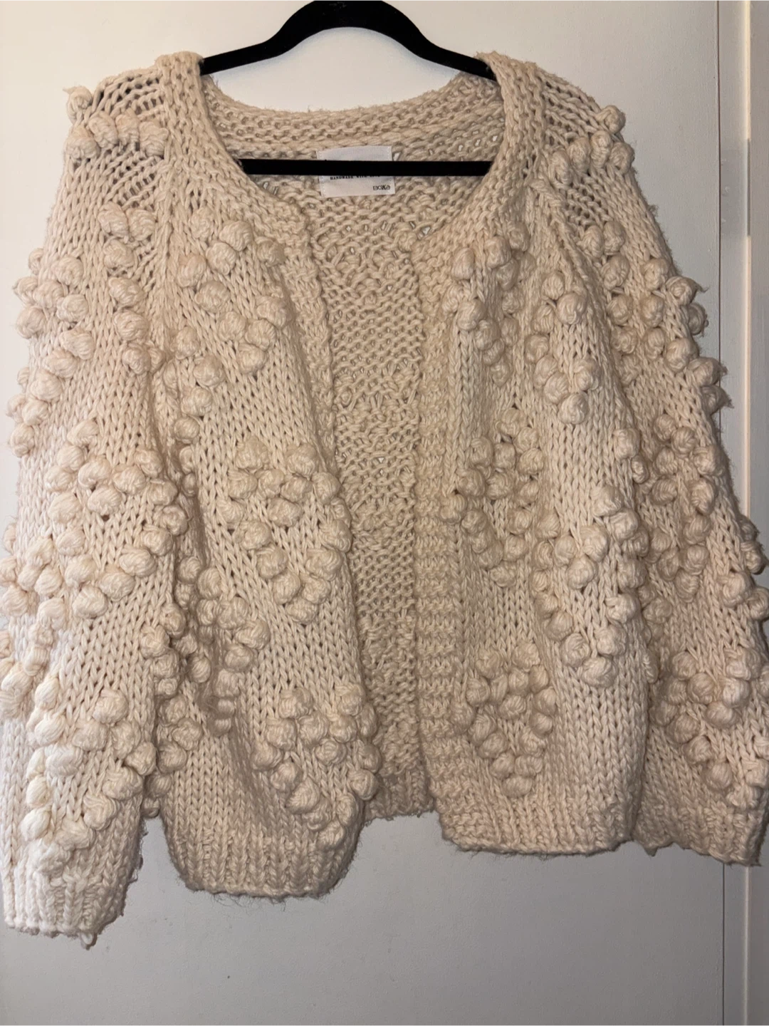 Chicwish Cream Cable Knit Bobble Cardigan