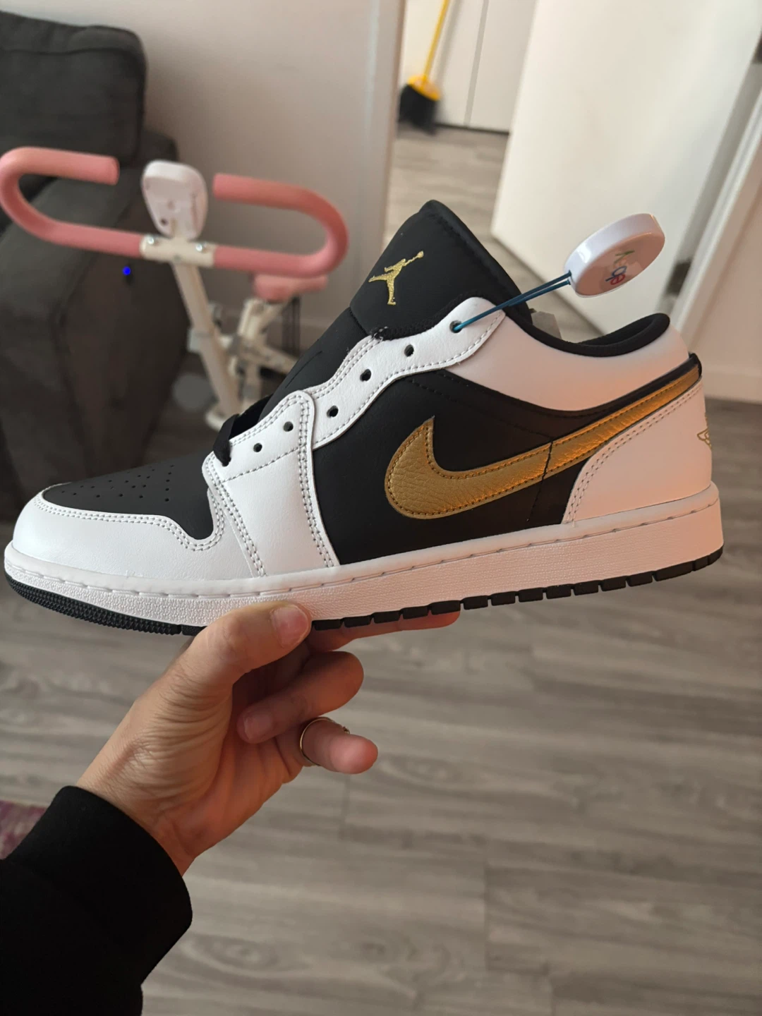 Air Jordan 1 Low Black White Gold Sneakers