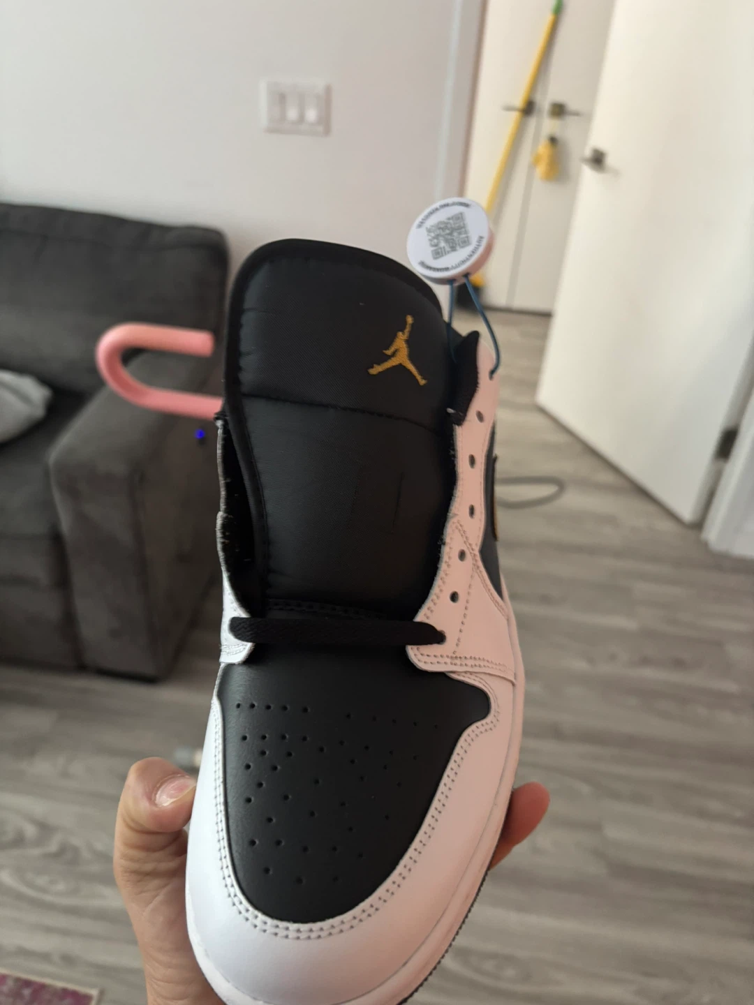 Air Jordan 1 Low Black White Gold Sneakers - photo 2