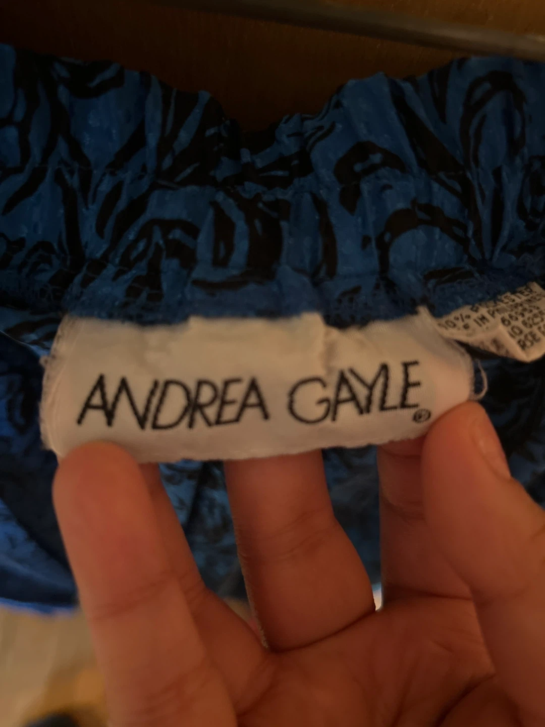 Andrea Gayle Blue Black Floral Print Maxi Skirt Size M - photo 2