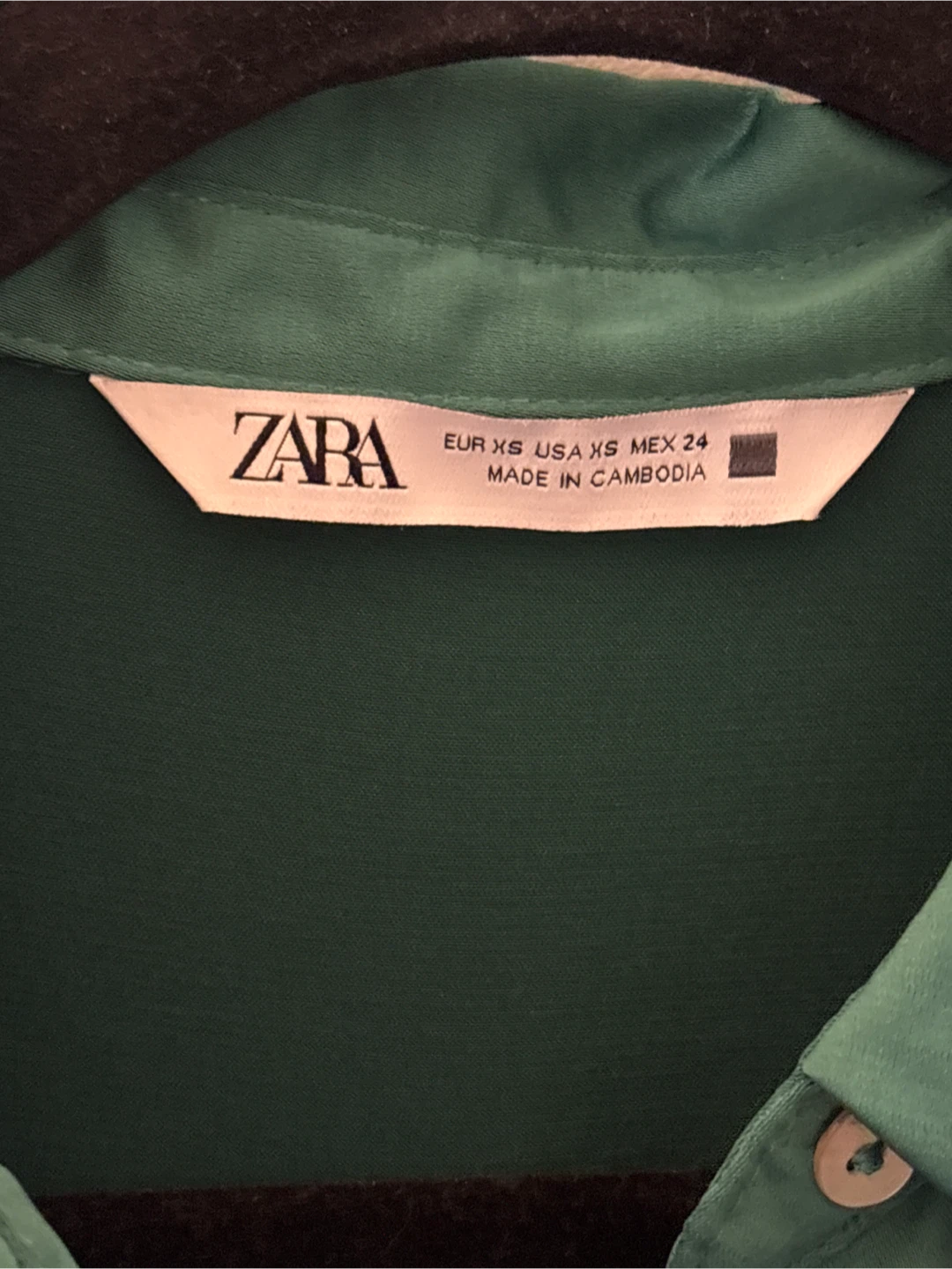 ZARA Emerald Green Satin Button-Up Shirt - photo 2