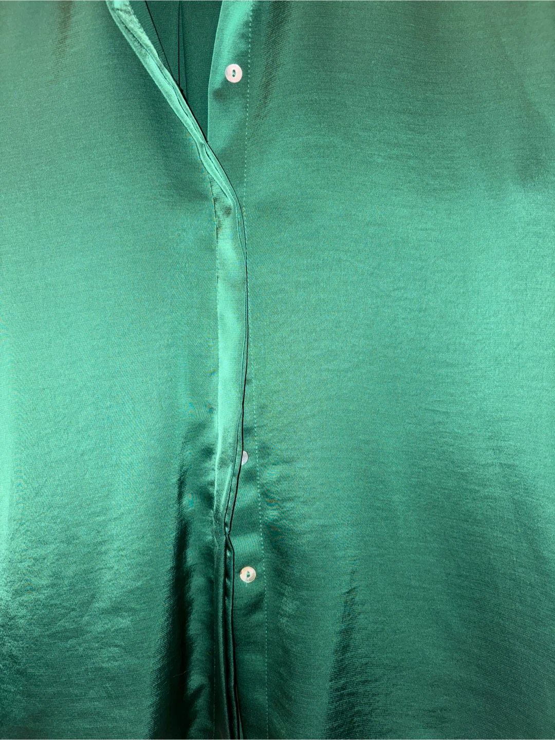 ZARA Emerald Green Satin Button-Up Shirt - photo 3