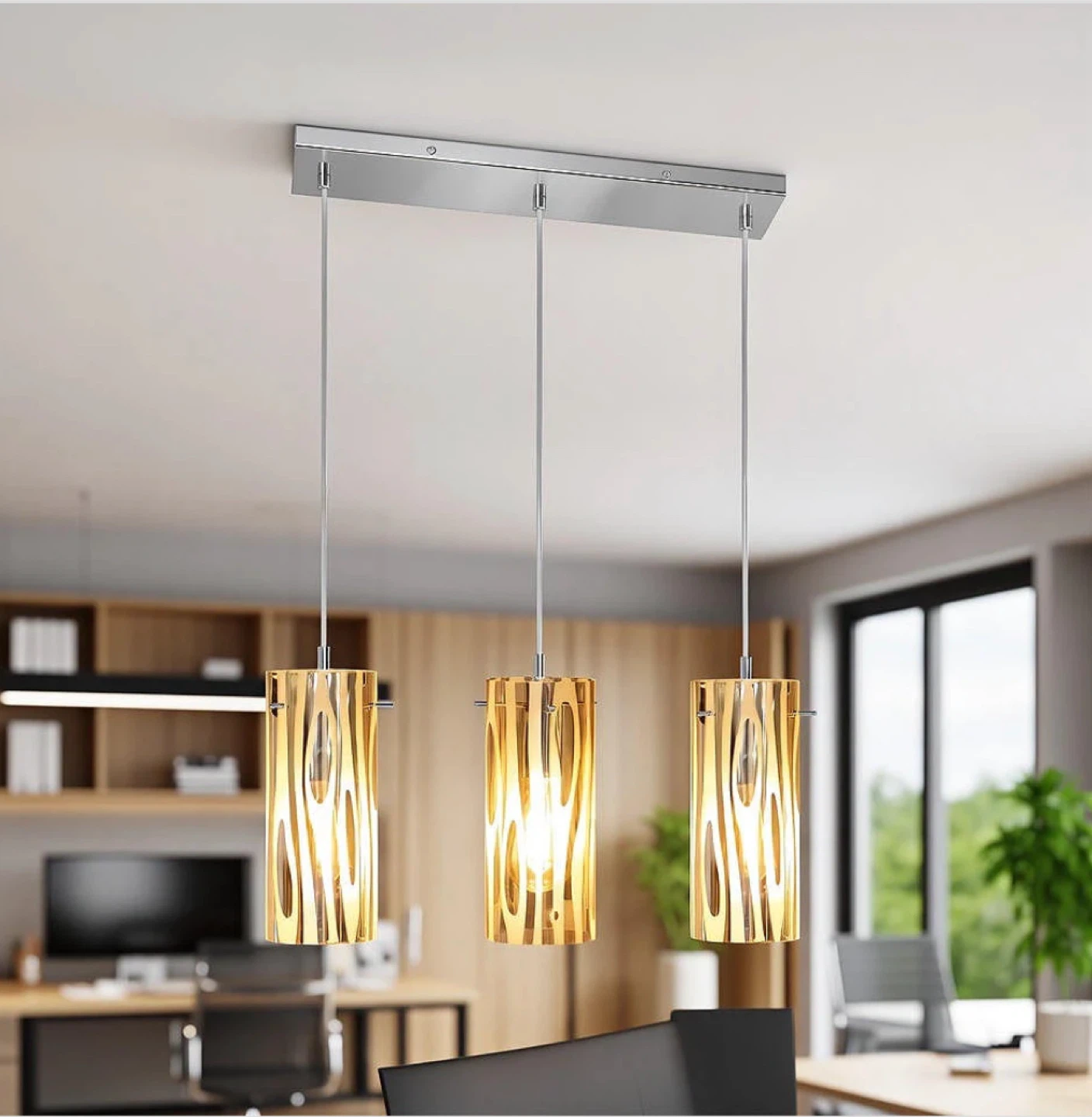 DECORISTRA Marquee 3 Light Pendant Light Fixture - photo 2