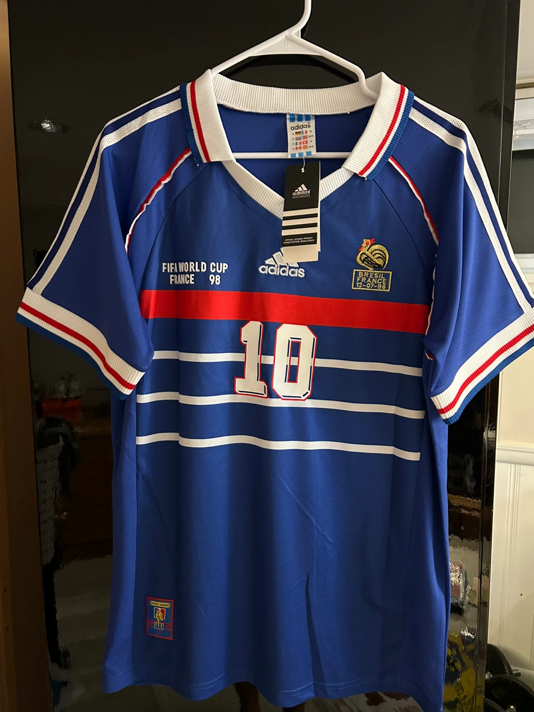 Adidas France 1998 World Cup Zidane #10 Soccer Jersey
