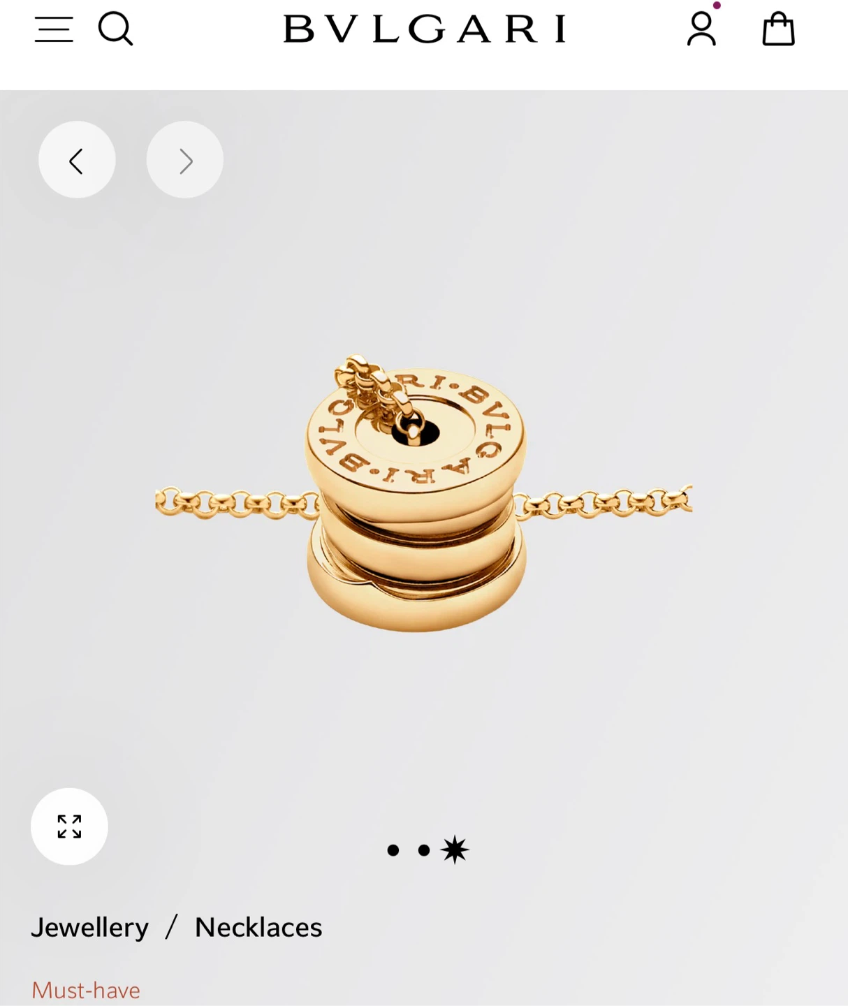 Bvlgari B.zero1 18kt Yellow Gold Mini Pendant Necklace
