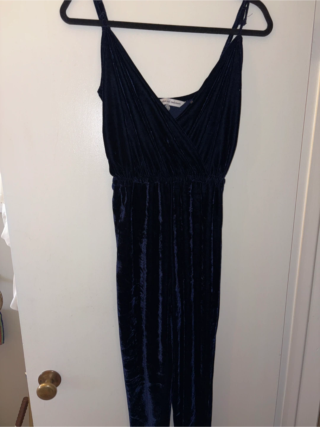Cakes and Cashmere Navy Velvet Jumpsuit Size S - photo 2