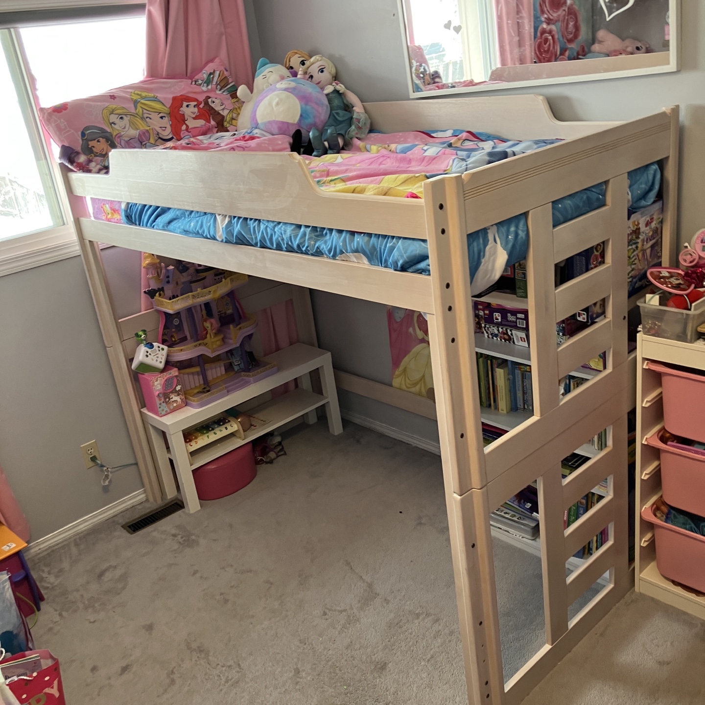 Twin loft bed with built in ladder
