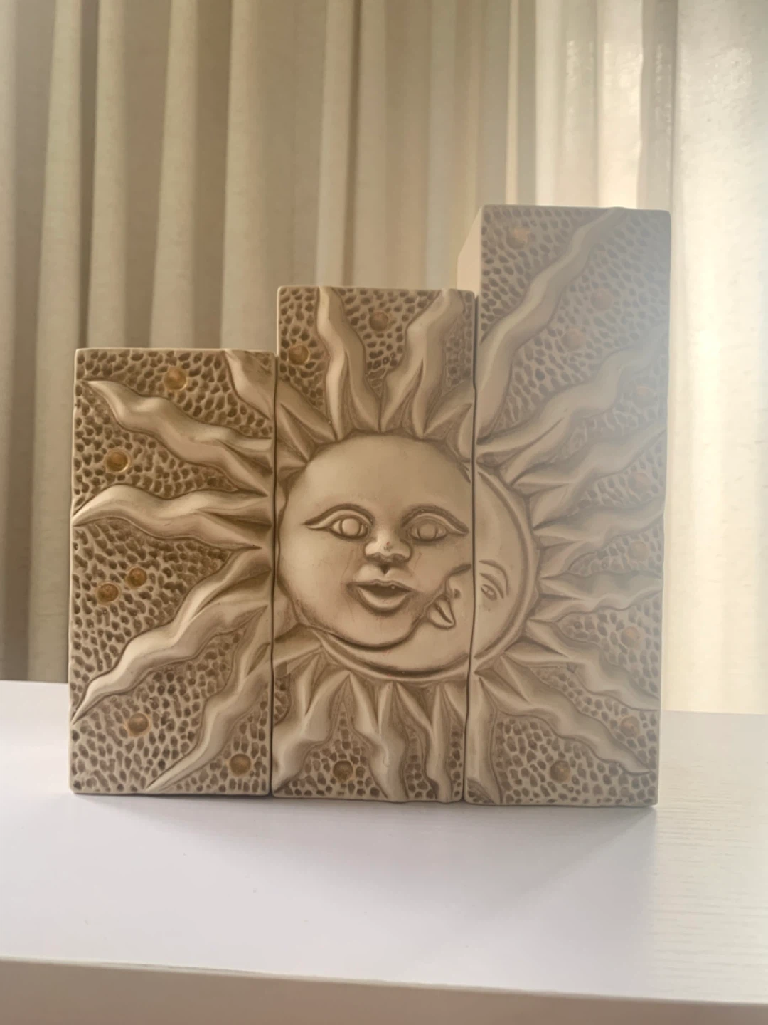 Sun and Moon Dolphins Palm Trees Ceramic Triptych Decor - photo 2