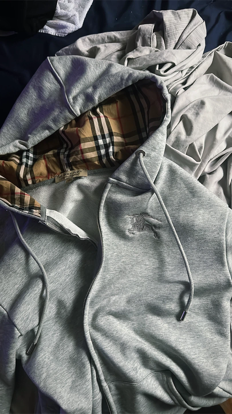 Burberry Grey Zip Up Hoodie