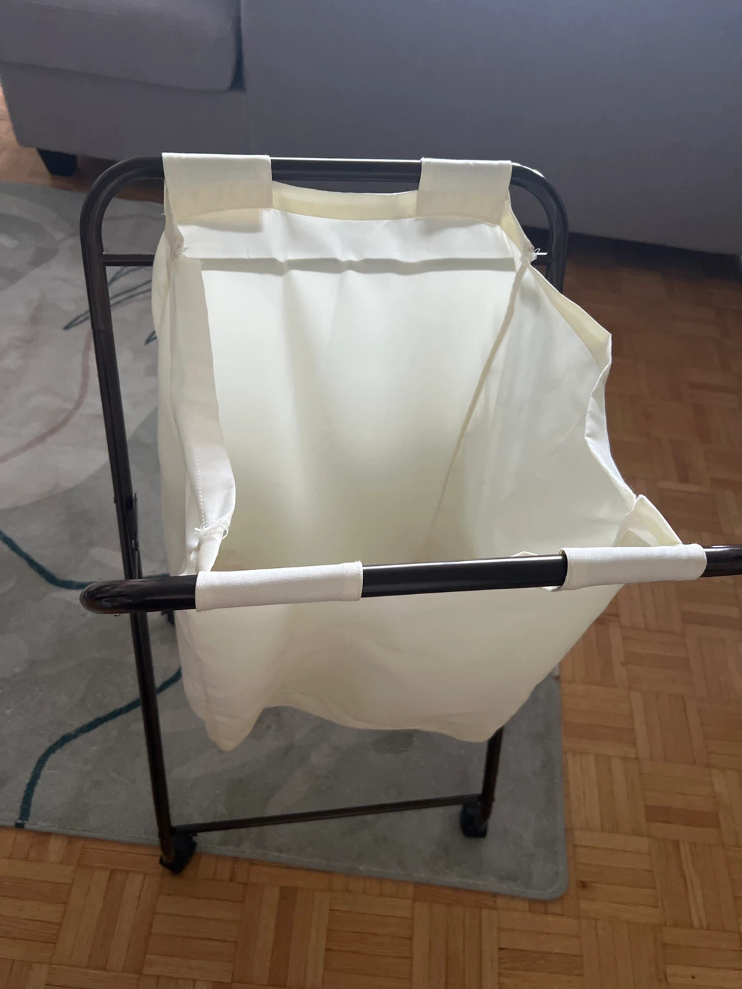Cream Laundry Hamper with Metal Frame