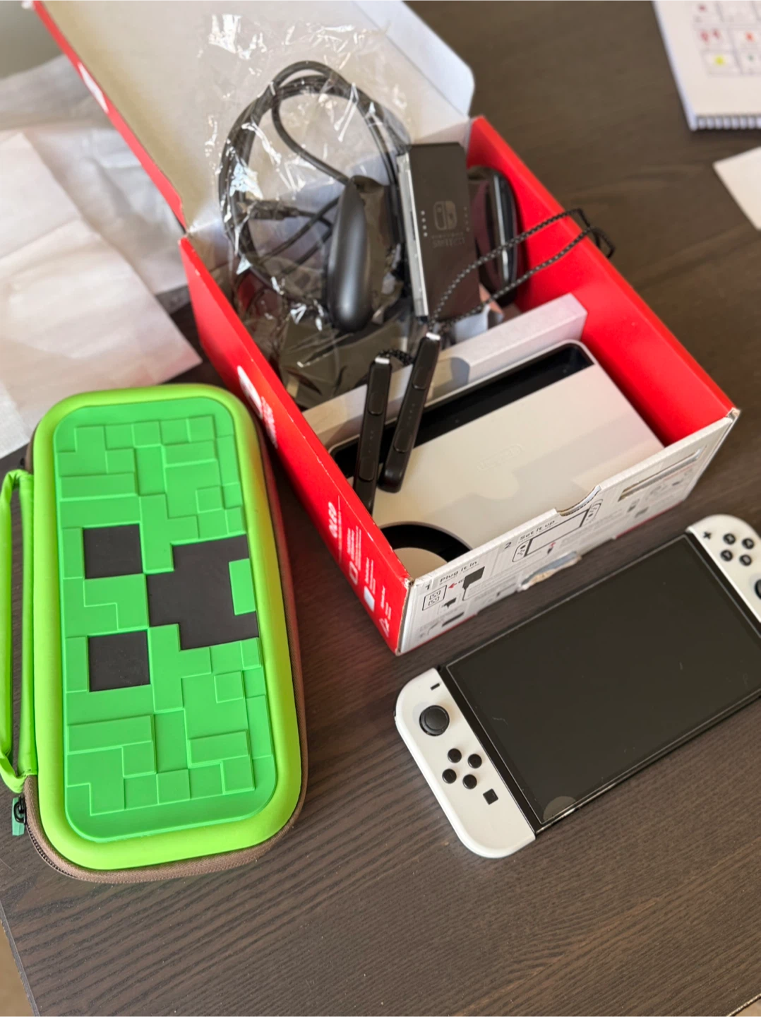 Nintendo Switch OLED Model w/ Minecraft Creeper Case - photo 3