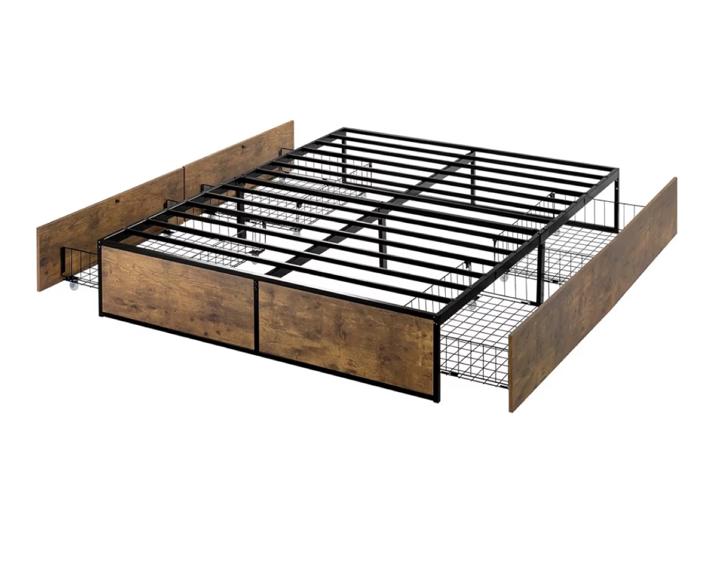 Full Size Bed Frame with 4 Drawers