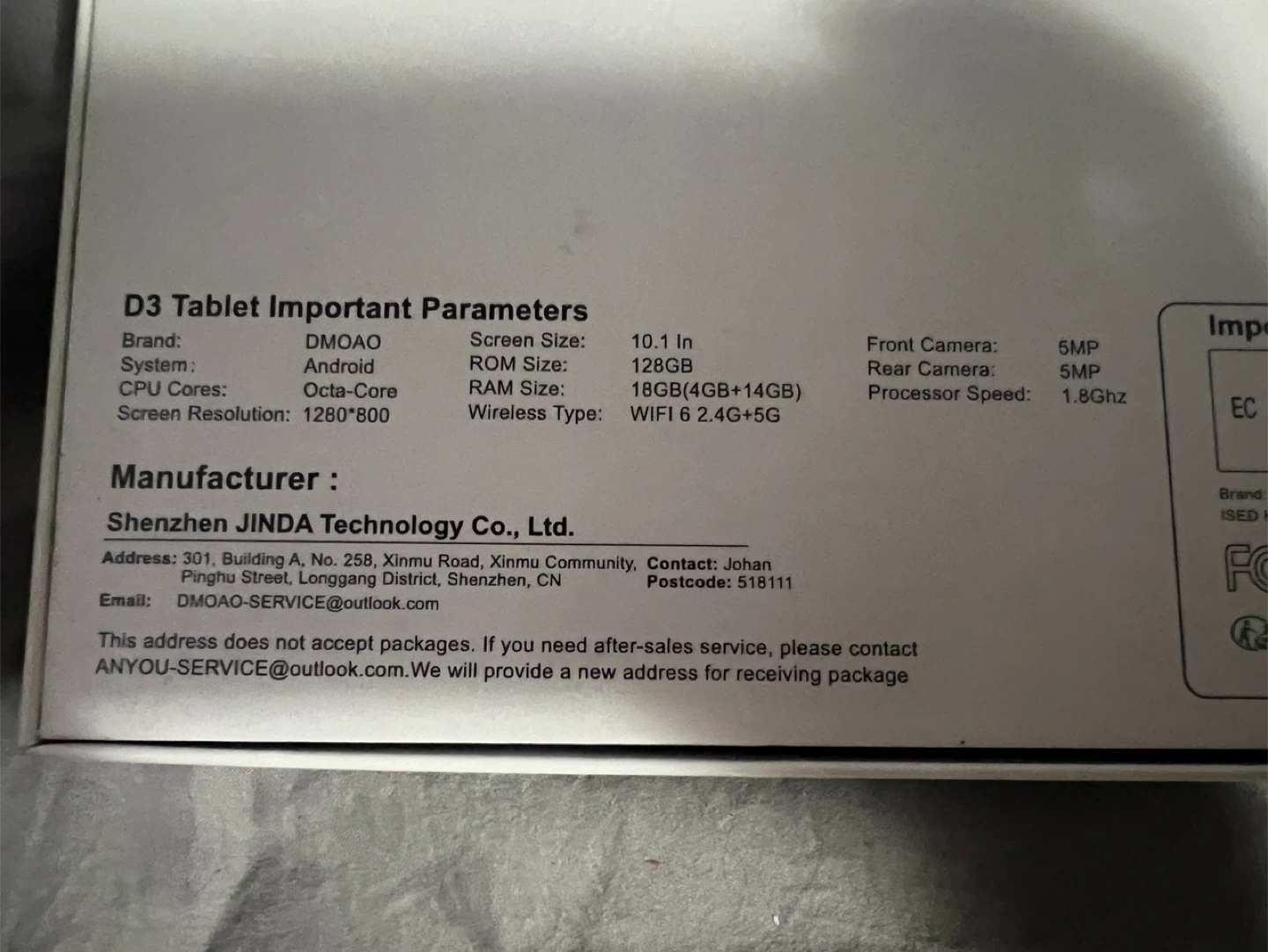 DMOAO D3 Tablet 10.1 Inch Android 128GB Storage - photo 3