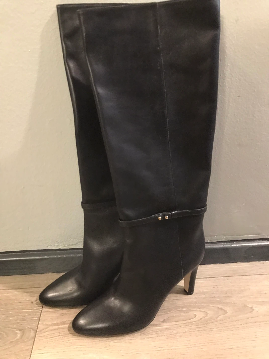 LK Bennett Black Leather Knee-High Heeled Boots - Size 40 - photo 2