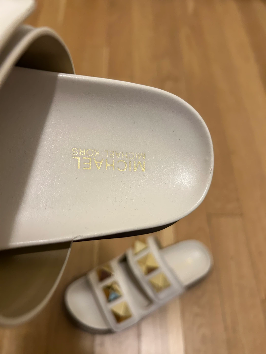 Michael Kors White Studded Slide Sandals - photo 4