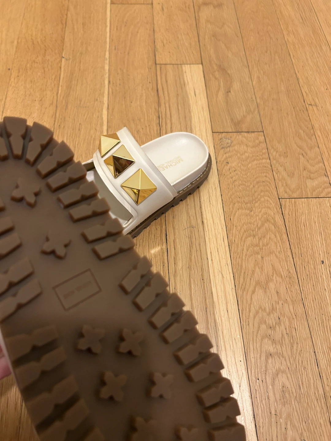 Michael Kors White Studded Slide Sandals - photo 3