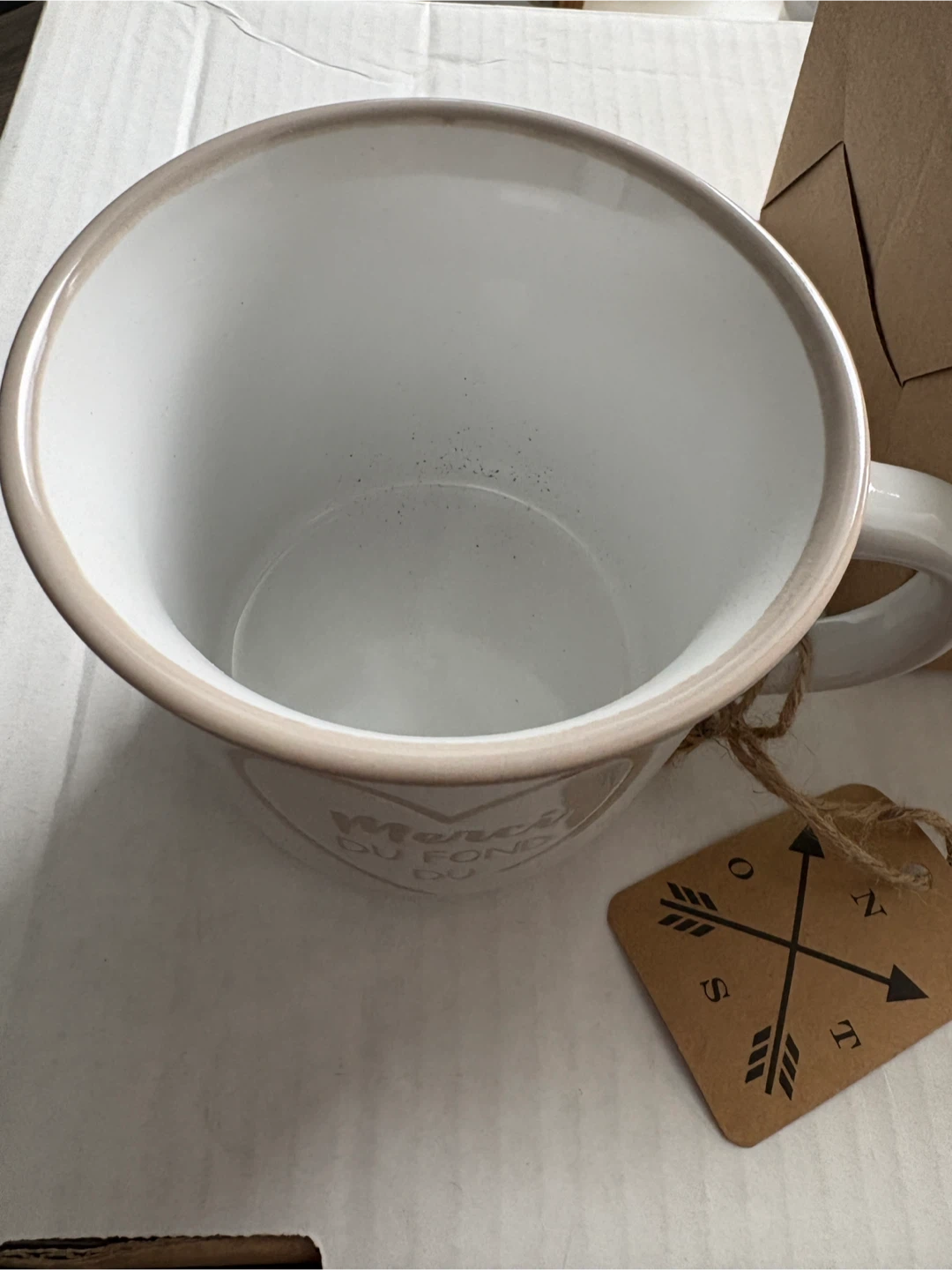 🥕Teacher gift-Ceramic Mug with "Merci Du Fond Du" Heart Design - photo 2